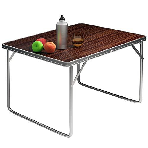 Deuba Mesa de Camping Plegable Aspecto de Madera Mesa de Playa portátil 80x60x70cm con Mango de Transporte