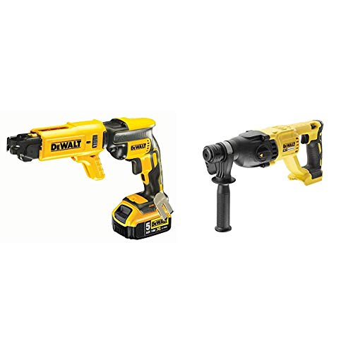 Dewalt DCF620P2K-QW DCF620P2K-QW-Atornillador Panel Yeso sin escobillas XR 18V + DCH133NT-XJ Martillo electroneumático sin escobillas, 18 V, Plateado