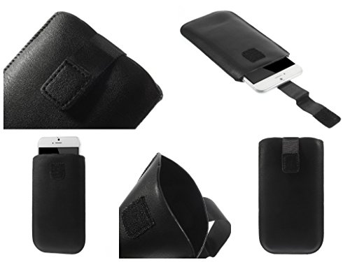 DFV mobile - Leather Pouch Case Pocket Sleeve Bag for htm z1-h39lw / htm z1-h39l - Negro