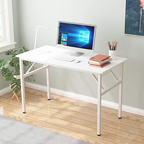 DlandHome Mesa Plegable Mesa de Ordenador 120x60cm Escritorio de Oficina Mesa de Estudio Puesto de Trabajo Mesas de Recepción Mesa de Formación,Blanco