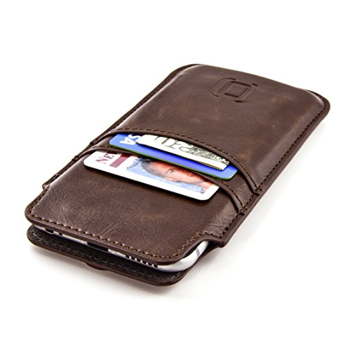 Dockem Estuche Cartera para iPhone 12 Mini, iPhone SE 2020, iPhone 8, 7, 6 y 6S - Funda Tarjetero de Piel Sintética Vintage: Funda Ultra Slim Profesional Ejecutiva con 2 Ranuras para Tarjetas, Marrón