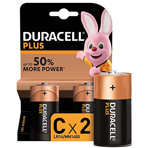 Duracell Plus C, Pilas Alcalinas, paquete de 2, 1,5 Voltios LR14 MN1400