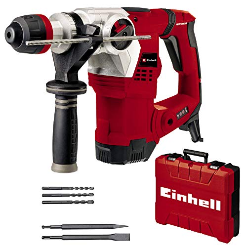 Einhell Martillo perforador TE-RH 32 4F Kit (1250 W, 5 J, perforación + perforación con impacto + cincelado con/sin fijación, agarre antivibraciones, incl. maletín E-Box, 3 brocas, 2 cinceles)