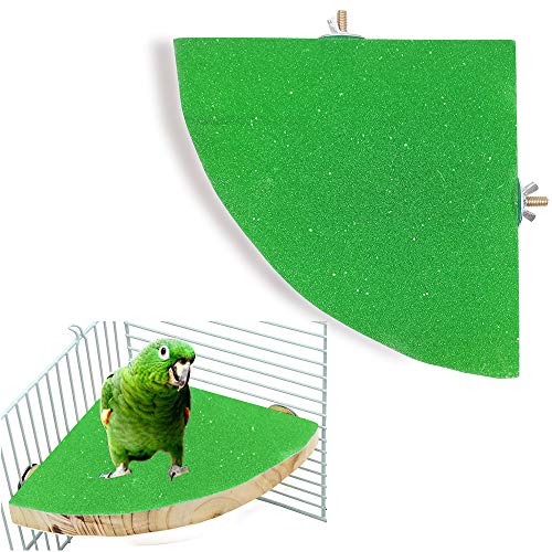 En Forma de Abanico Juguetes para Pájaros Perca de Pájaro para Pájaros Juguetes para Pajaros Columpio de Pájaros para Masticar Loros Perca de Pájaro Plataforma de Jaula de Patio Molienda (verde)