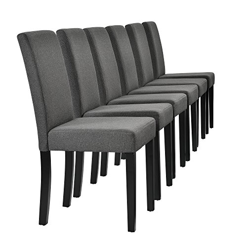 [en.casa] Set de 6 sillas de Comedor Elegantes tapizadas de Tela Gris - 90 x 42cm sillas de diseño