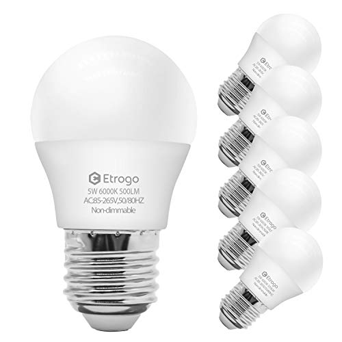 Etrogo Bombillas LED G45 E27 5W (equivalente a 50W) Mini globo Blanco Cálido Bombilla 2700K Ángulo de Haz de 270 Grados 500Lm No Regulable (Paquete de 6)