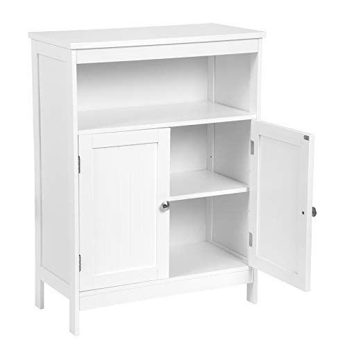 EUGAD Mueble de Baño Estante de Ducha Eatantería de salón Mueble Lateral Mueble de Esquina Armario de Medicina para Baño Cocina Dormitorio 60x30x80cm Blanco MDF 0127WY