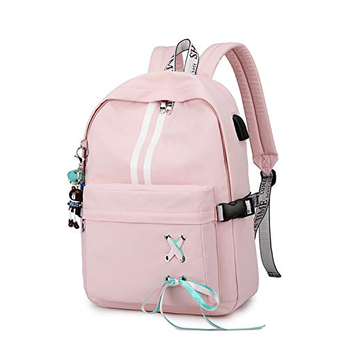 FANDARE Luminoso Mochila Mochilas Tipo Casual Bolsas Escolares Niña Bolsa de Viaje Bolsos de Mujer Adolescente Backpack School Bag Outdoor Viaje Infantiles Daypack Poliéster Rosado(M)