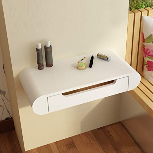 FEN HOME Estante Flotante Mesita de Noche Blanca Tocador vanidad Mesa de Maquillaje Flotante Mesa de Almacenamiento de cosméticos Mesa de Esquina Mueble con cajón