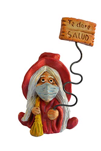 Figura decorativa Bruja Suerte Mascarilla Roja 100% hecha a mano