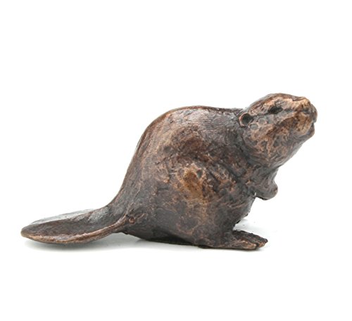 Figura en miniatura de bronce de castor de bronce - Butler y melocotón.