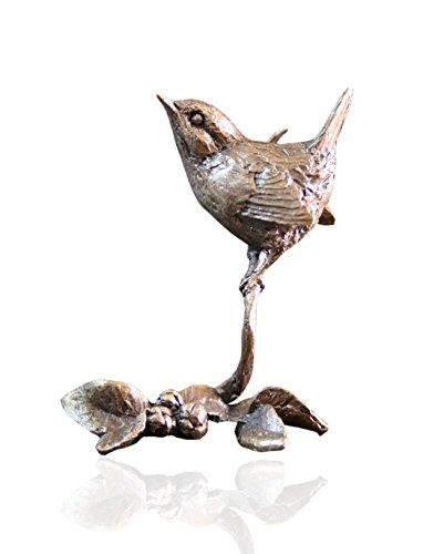 Figuras en miniatura de bronce – Wren Bird – mayordomo y melocotón.