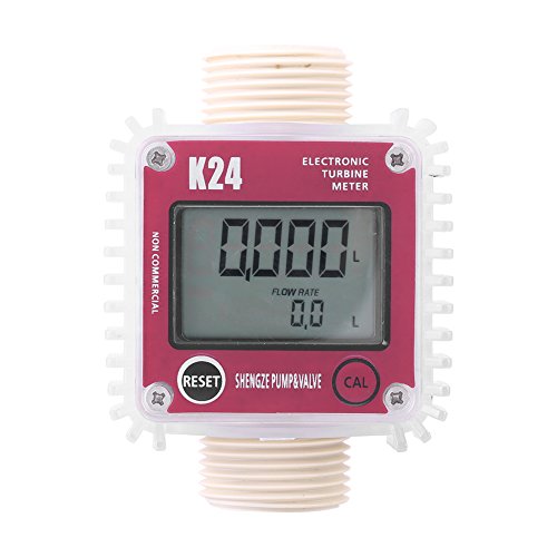 Flow Meter K24 - Medidor digital de flujo, gasóleo, medidor de flujo electrónico, manómetro G1 de entrada/salida para productos químicos y agua líquida, color rojo