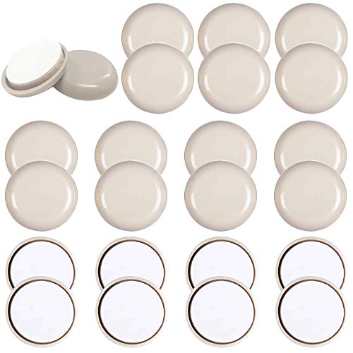 FOGAWA 24 pcs Almohadillas de Teflón para Muebles Deslizador Autoadhesivo para Mesas Sillas Patas de 32mm Diámetro para Mubles Teflón Redondo Proteccion Piso Alfombra Patas de Muebles (Bianco)