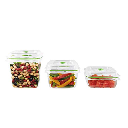 FoodSaver FFC020X Recipientes para Envasar al Vacío “Fresh Containers”, 700 ml, 1,2L y 1,8L, Set de 3 Contenedores