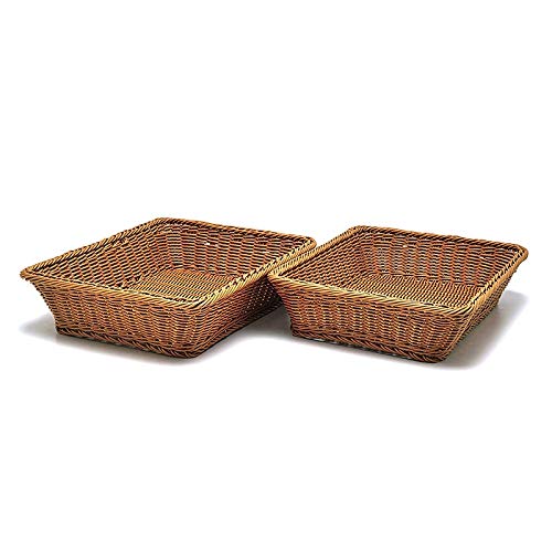 Fransande Cesta Rectangular para Mesa o Mostrador para Cestas de Mimbre para Pan, Frutas y Verduras para Mercados, Spas, Salones, PanaderíAs y Boutiques