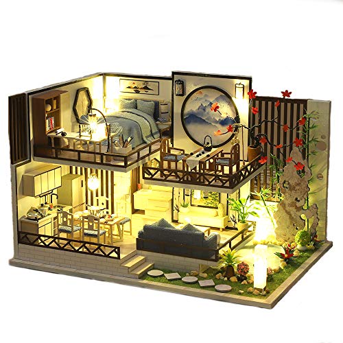 Fsolis Miniatura de la casa de muñecas con Muebles, Equipo de casa de muñecas de Madera 3D, más Resistente al Polvo y el Movimiento de música Regalo Creativo (M29)