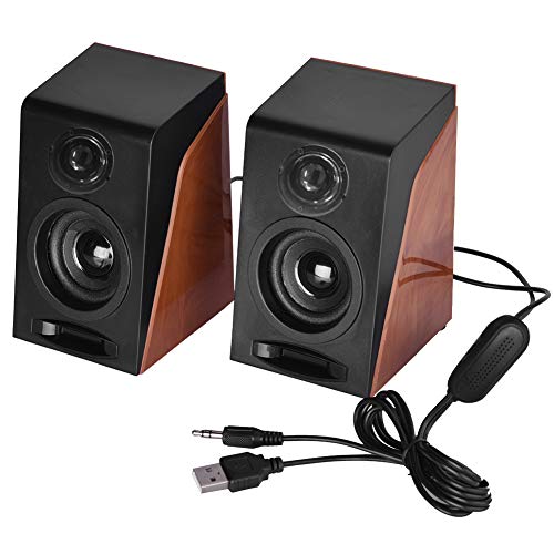 Full Antimagnetic 52Mm 6W Mini USB 2. 0 Altavoces de Subwoofer de Madera para Computadora con Conector Estéreo de 3. 5Mm para Computadora de Escritorio Laptop Teléfono Inteligente