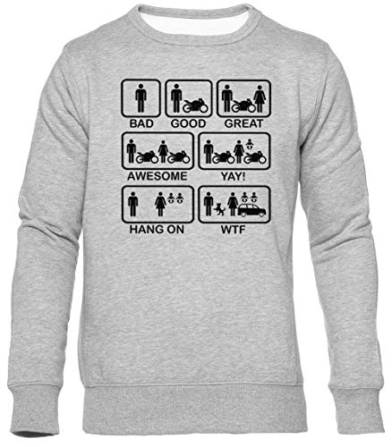 Funny Motorbike Unisexo Gris Sudadera Hombre Mujer Mangas Larga Tamaño M Unisex Grey Jumper Long Sleeves Size M