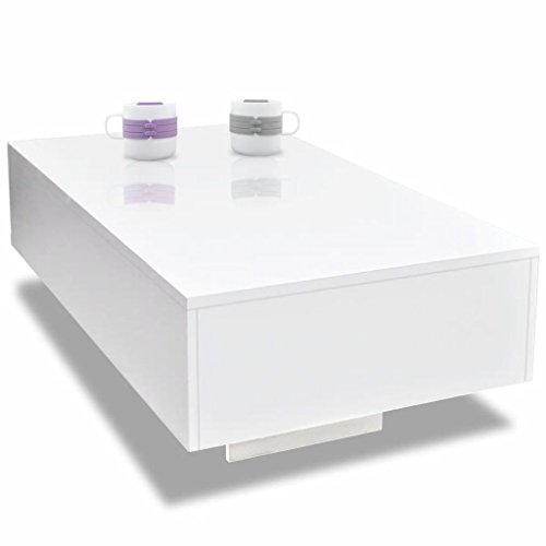 Galapara Mesa de Centro Rectangular Mesa de café, Mueble de Madera Mesa Auxiliar, Mesa de salón, Mesa de café Blanca 85 x 55 x 31 cm