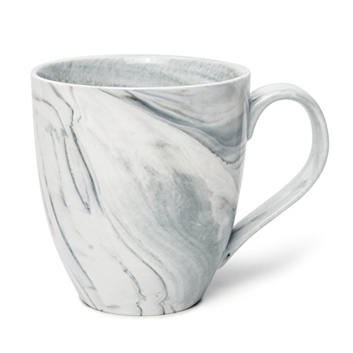 Hausmann & Söhne XXL Blanca Grande de Porcelana Taza en mármol Gris | Jumbo Cup 500 ml, 1 Taza, Taza de café/té Grande | Taza mármol | Idea de Regalo