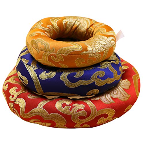 HEALLILY 3 Piezas Cuenco de Canto Soporte de Cojín Anillo de Almohada Cojín Almohada para Meditación Tibetana Cuenco de Canto Nepal Almohadilla de Cuenco de Sonido