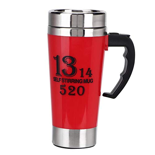 HERCHR Taza con agitaci¨®n autom¨¢tica de 500 ml, Taza mezcladora de Acero Inoxidable para caf¨¦/t¨¦/Chocolate Caliente/Leche/prote¨ªna de Cacao(Rojo)