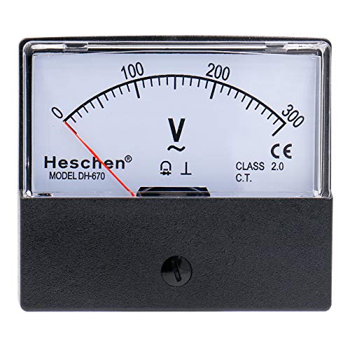 Heschen Voltímetro rectangular panel analógico voltímetro medidor de voltaje 670 estilo CA 0-300V clase 2.5