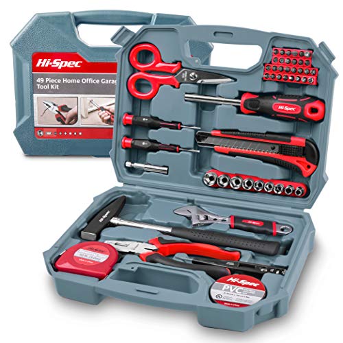 Hi-Spec Kit de Herramientas Completo 49 en Uno para Bricolaje y Reparaciones con Voltímetro, Destornilladores, Martillo, Alicates, Pico de Loro