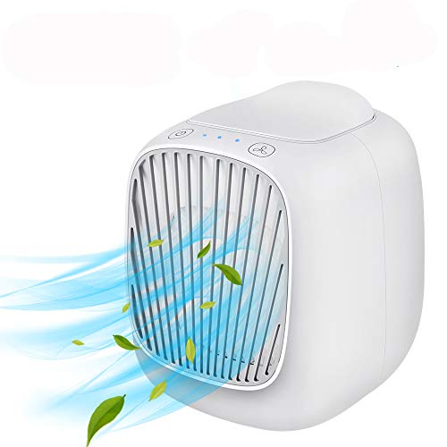 Hisome Mini Air Cooler 3 en 1 Mini Aire Acondicionado portátil, Ventilador humidificador y purificador Ajustable de 3 velocidades para el hogar y la Oficina