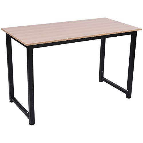 HOMCOM Mesa de Ordenador Escritorio para Hogar Oficina con Pies Ajustables Mobiliario Simple de Oficina 120x60x76cm Carga 100kg Marco Metal