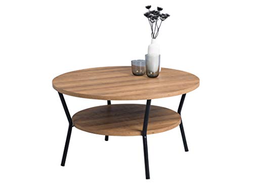 HomeTrends4You Aurora Mesa de saln, Material de Madera, Roble marrón, Durchmesser 80cm, Höhe 45cm