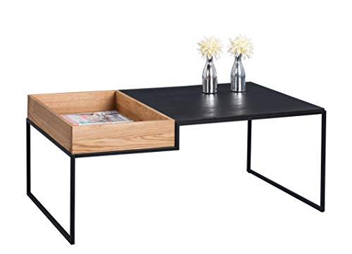 HomeTrends4You Levin Mesa de saln, Madera de Roble, Marrón, Negro, Länge 105cm, Breite 66cm, Höhe 45cm