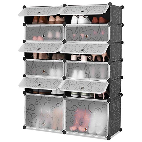 HOMFA Zapatero Modular Portátil Zapatero para 24 Pares Zapatos Organizador para Zapatos de 6 Niveles Negro 91x36x125cm