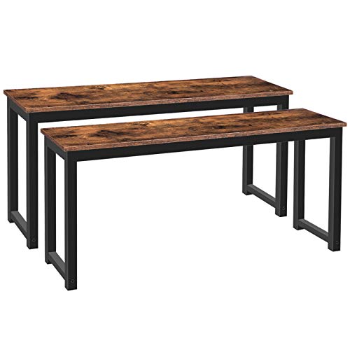 HOOBRO Bancos de Cocina, Juego de 2, Taburetes para Comedor, Cocina, 100 x 28 x 50,5 cm, Sala de Estar, Estructura Metálica, Estilo Industrial, Marrón Rústico EBF01CD01