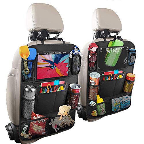 Hossom Organizadores para Coche, 2 pcs Kick Mats de Coche, Universal Multi-Bolsillos Organizanizador para iPad Impermeable Fácil de Limpiar