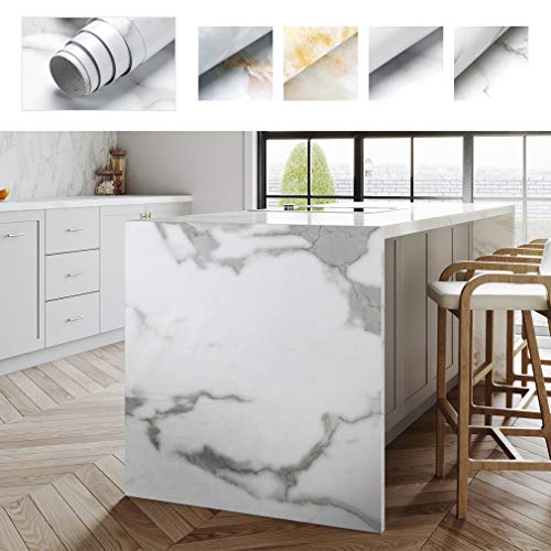 IMS Papel de Adhesiva de Mármol 0.61 x 5M Autoadhesivo PVC Muebles Pegatinas Espesar Papel Tapiz Película Impermeable Membrana para Chimenea Mesa Armario Sala de Estar Pared Lavabo DIY (Tipo A)