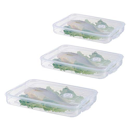 Jorzer Titular 3pcs Refrigerador De Masa Hervida Caja De Almacenamiento Caja De Alimentos Organizador Bandeja con Una Sola Capa Apilable con Tapa De Plástico Transparente