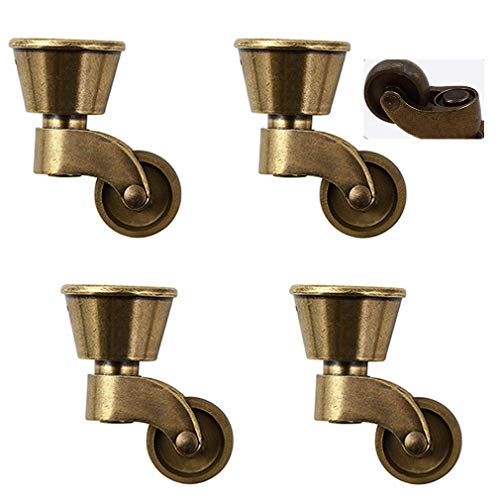 Juego de 4 Ruedas giratorias, Ruedas de Nailon Vintage para Muebles, Bronce frotado con Aceite, silencioso, Resistente al Desgaste, Gira 360 °, con Taza Redonda, para sofá, Silla, Mesa de CE