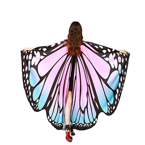 Kfnire Mariposa Alas Chal para Mujer Niña y Niños, Duendecillo para Mujer Chicas Capa de Muchacha Accesorio para Disfraz Playa Fiesta (A#06)