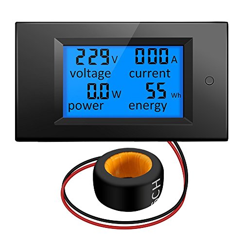 KKmoon Voltímetro de corriente LCD digital Amperímetro Voltaje KWh Multímetro Medidor de prueba 100A AC 80V-260V 20A / 100A 4 en 1 Panel Monitor de vatios de potencia digital