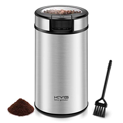 KYG Molinillo de Café Eléctrico 200W Muele Potente para Espresso Capacidad 60g Molinillo con Cuchilla Acero Inoxidable Apto para Especias Pimientas Semillas Sal Nuez