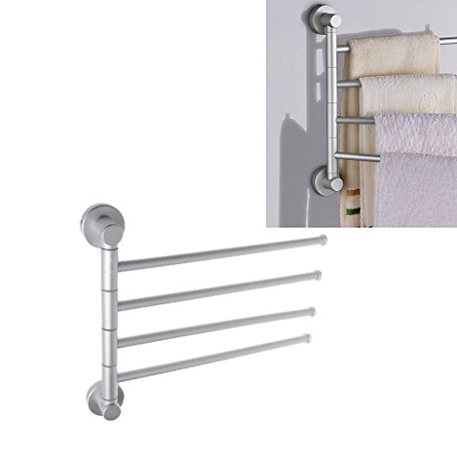 LDA Get Fresh Premium Moderno Doble Colgante Cuádruple Toalla Bar Rack Baño Barra de Toalla Barra de Rack 4 Suspensión Giratoria Soporte de Almacenamiento de Toalla de Montaje en Pared