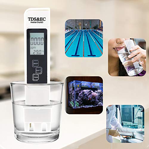 Litthing 3 en 1 Medidor de Prueba de Calidad del Agua Medidor TDS EC Pluma de Prueba de Temperatura con Pantalla LCD para Agua Potable, Hidroponía, Piscinas, Acuarios y Laboratorios Escolares