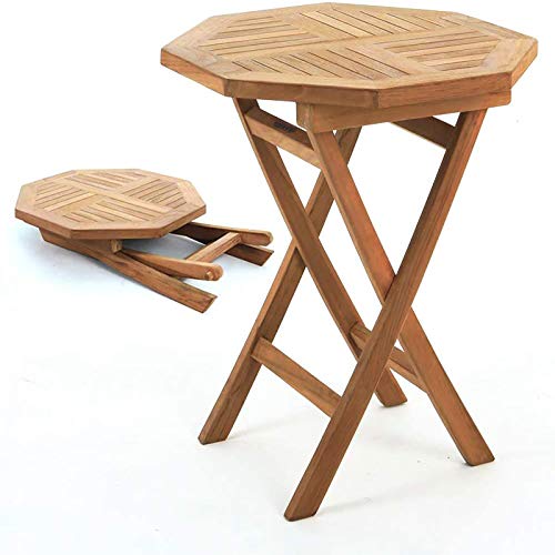 Livinia - Mesa plegable octogonal de teca (500 unidades, madera de teca, portátil, para picnic, fiesta, mesa de camping