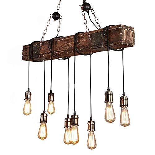 Luz colgante de techo vintage industrial, lámpara de estilo industrial Iluminación colgante Es Adecuado para Cocina, Cafetería, Bar, mesa de comedor (8 cabezas)