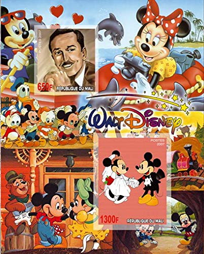 Mali 2007 walt disney miniature sheet 2 values minnie mickey mouse cartoons cinema films MNH JandRStamps