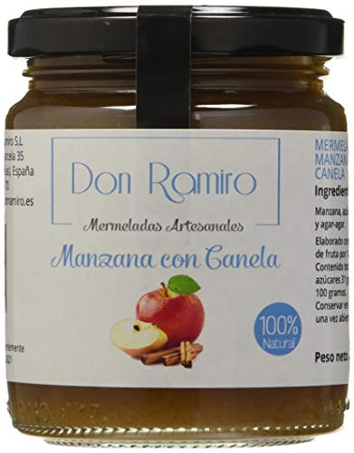 Mermeladas Don Ramiro - Mermelada Artesana Casera de Manzana con Canela - Elaborada sin Conservantes, ni Colorantes - Apta para Personas Alérgicas al Gluten - 250 gr