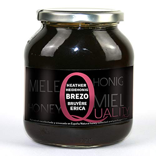 Miel pura de abeja 100%. Miel cruda de Brezo. 1 Kg. Producida en España. Sin pasteurizar ni calentar. Artesana de alta calidad. Tarro de cristal. Gran variedad de exquisitos sabores.