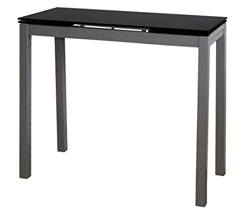 Miroytengo Mesa Cocina Extensible Cristal Templado Color Negro Estilo Moderno Comedor 85-135x76x40